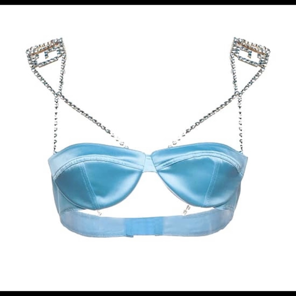 GCDS Crystal Bra in Sky Blue